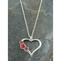 Red Poppy Heart Pendant with Chain Red Poppy Heart Pendant with Chain