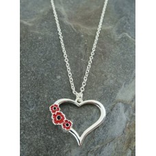 Red Poppy Heart Pendant with Chain Red Poppy Heart Pendant with Chain