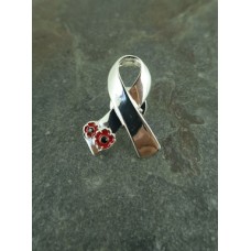 Red Poppy Ribbon Lapel Pin