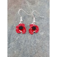 Red Poppy Flower Hook Earring Red Poppy Flower Hook Earring