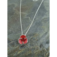 Small Red Poppy Pendant with Chain Small Red Poppy Pendant with Chain